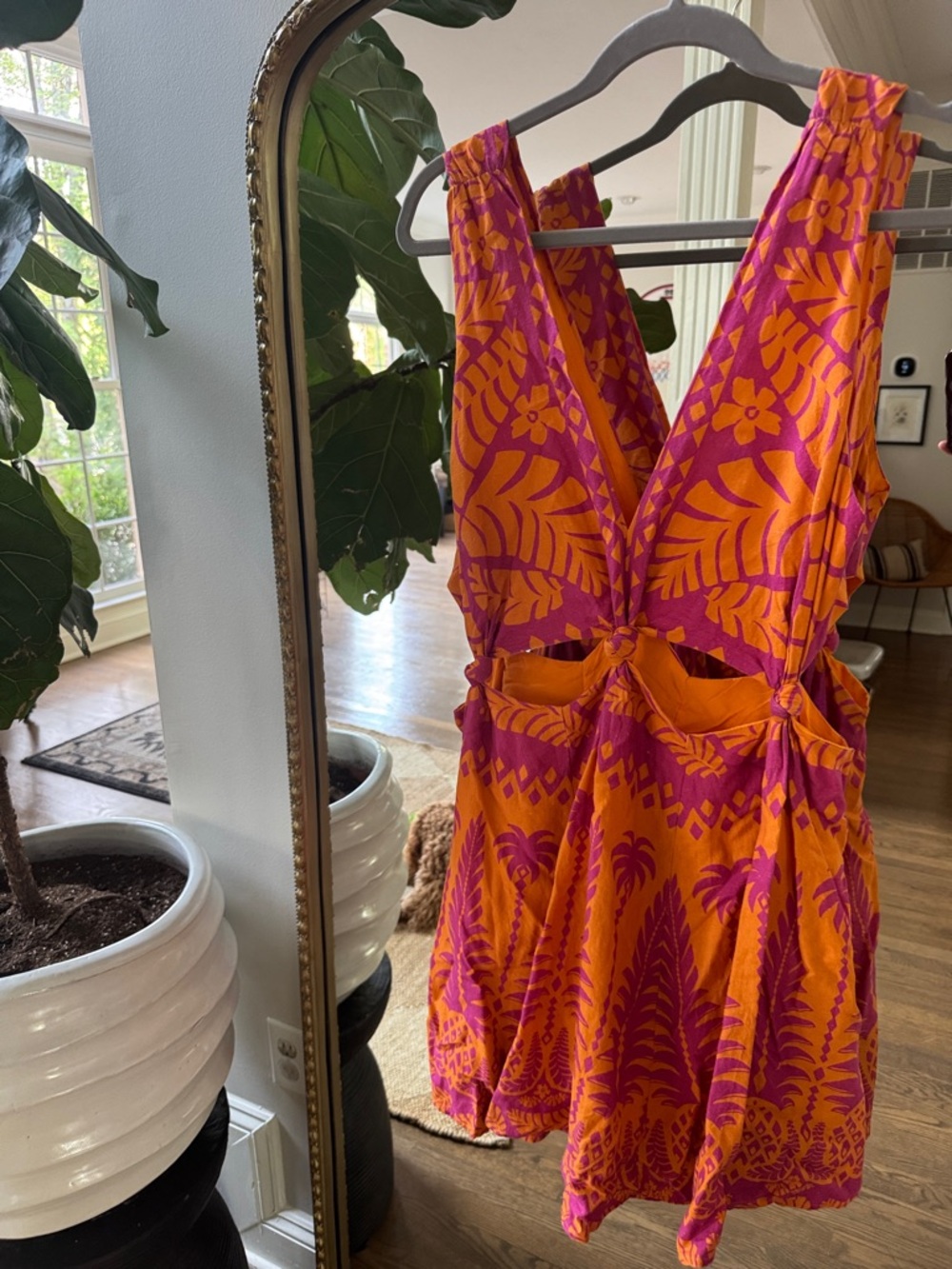 Farm Rio: Vibrant Orange and Pink Printed Dress